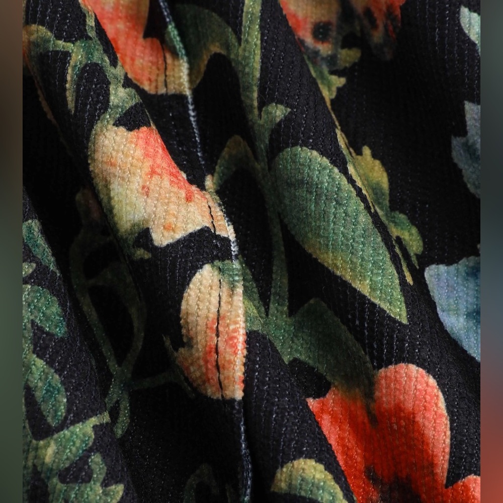 Cider LIGHTWEIGHT CORDUROY FLORAL BUTTON WIDE LEG JUMPSUIT XL SW2-7 - Picture 6 of 14